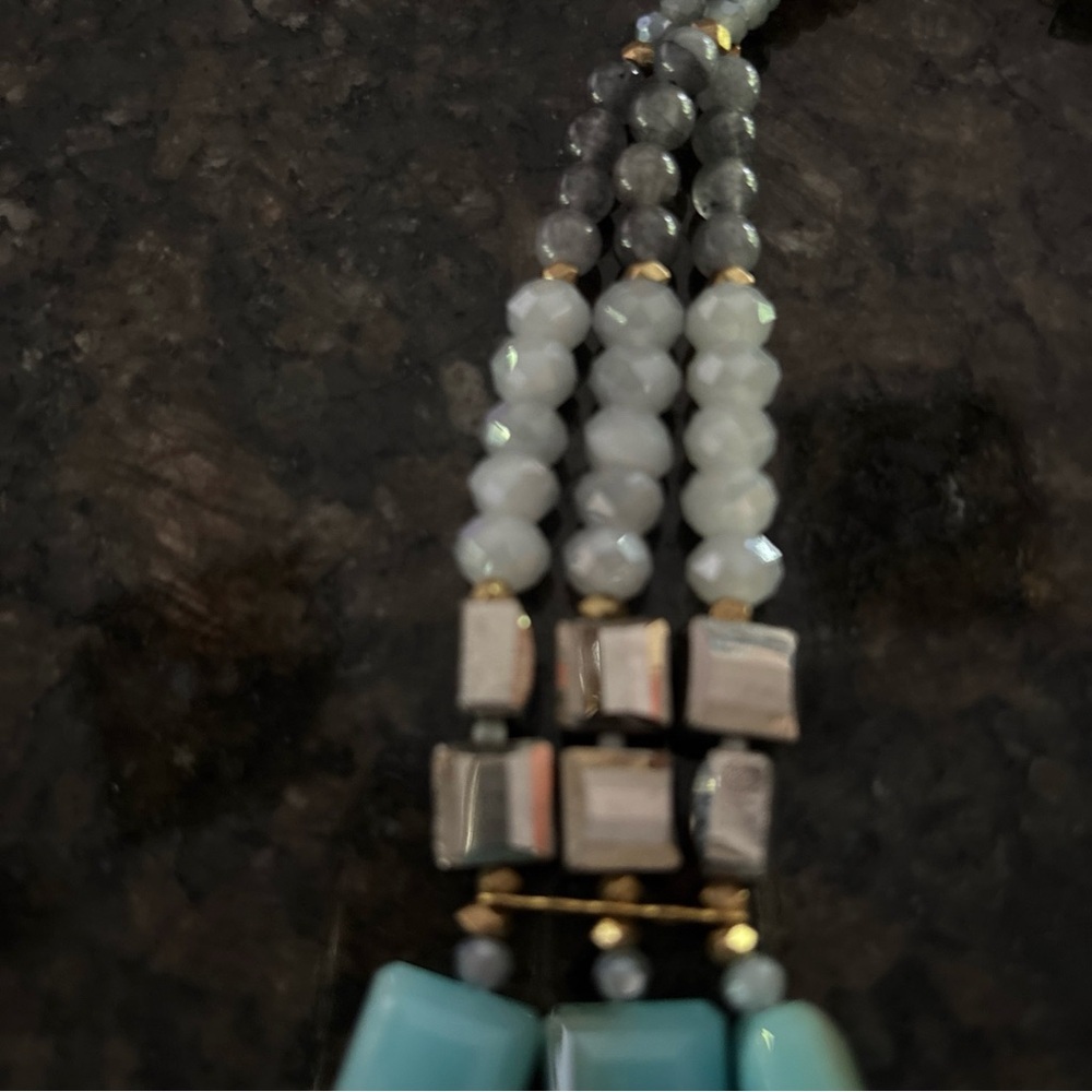 Nakamol Aqua and Silver Beaded Necklace - Picture 4 of 4